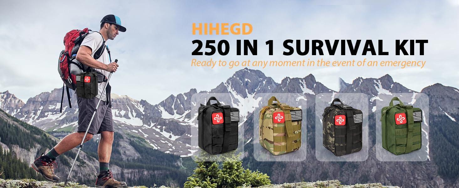 Kit, 250Pcs Gear First Aid Kit with Molle System Compatible Bag and Emergency Tent, Emergency Kit for Earthquake, Outdoor Adventure, Hiking, Hunting, Gifts for Men Women Kit, 250Pcs Gear First Aid Kit with Molle System Compatible Bag and Emergency Tent, Emergency Kit for Earthquake, Outdoor Adventure, Hiking, Hunting, Gifts for Men Women