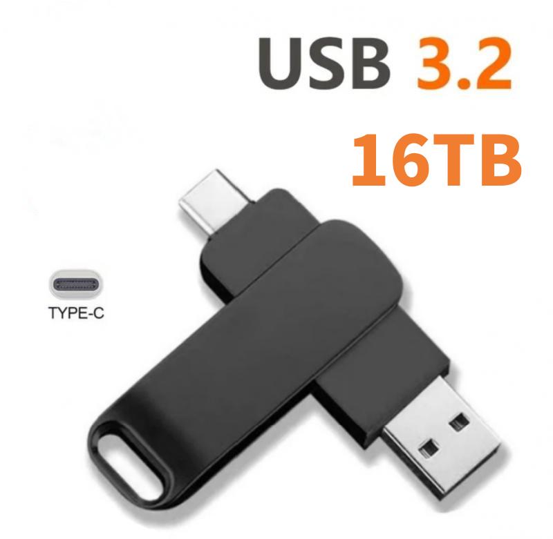 16TB Flash Drive Usb 3.2 Super High Speed Metal Transfer U Disk Pen Drive Waterproof Type C Disk SSD USB Drive Disk