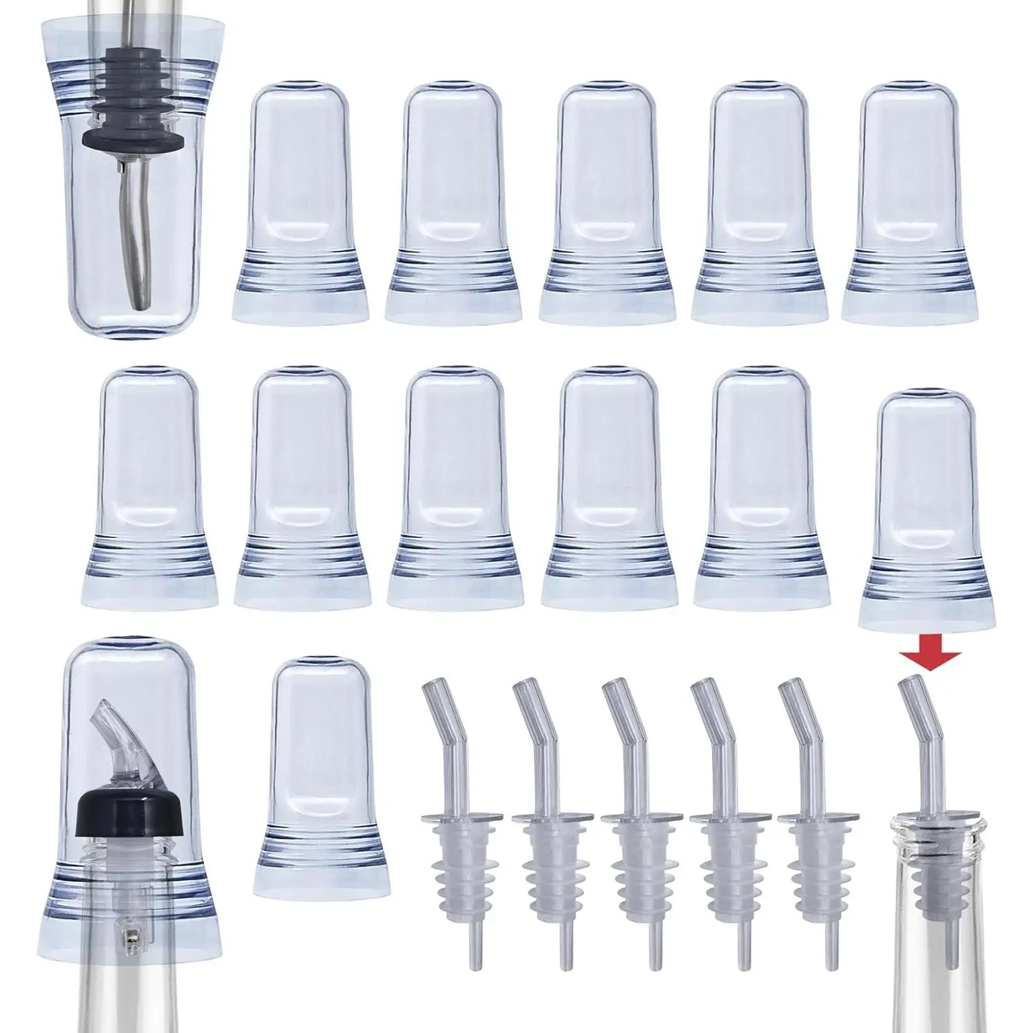 Universal Translucent Liquor Pour Spout Covers Dust Proof Bottle Pour Dispenser Covers for Home Kitchen Bar Tools Supplies