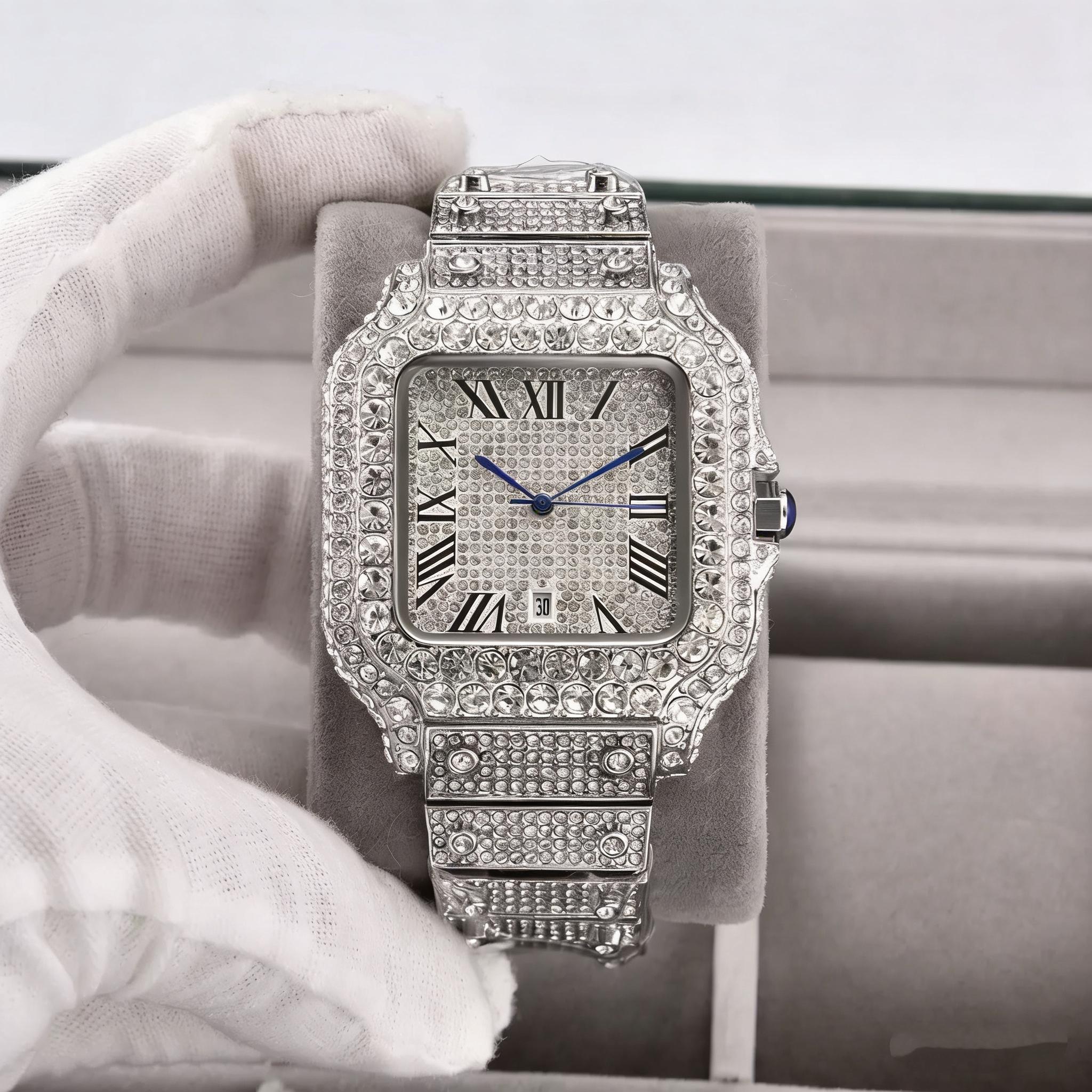 Luxury Diamond Square Men's Watch Classic Quartz Fashion Party Business Watch High-End Elegant Light Luxury Gift