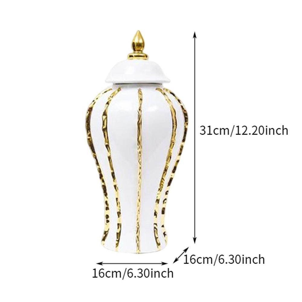 Porcelain Ginger Jar Ceramic Vase 12 inch Display Table Centerpieces Handicraft Storage Jar Temple Jar for Weddings  Desk