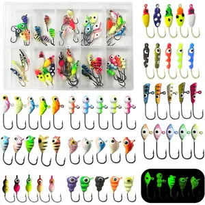 50PCS Ice Fishing Lures Kit, Ice Fishing Jigs  Walleye Perch, Jigs Heads  Ice Fishing Tackle, Panfish Crappie Perch Sunfish Pike bluegills Jigs