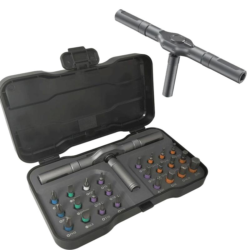 24-In-1 Magnetic Screwdriver Set & 43-In-1 Tool Kit, Multi-Functional Manual Tools with Detachable T-Handle Ratchet, DIY Home Maintenance Toolbox, Replaceable Screwdriver Bits