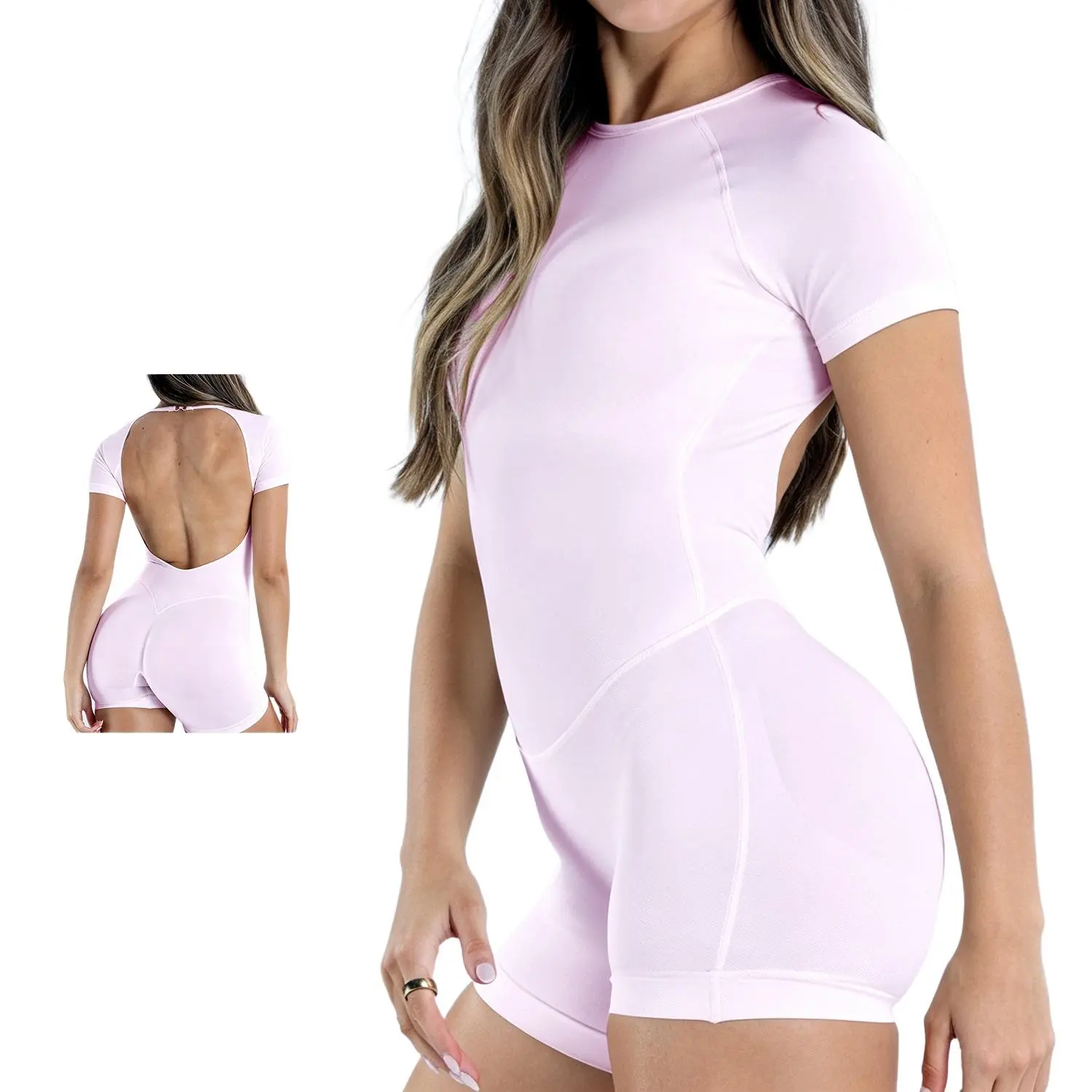 Women's Workout Bodysuit - DFYNE High Stretch Short Sleeve One Piece For Yoga Running Training
