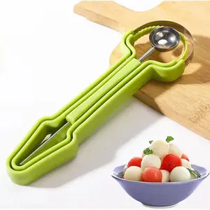 Melon Baller Scoop Set 4 In1 Fruit Cutters Shapes Watermelon Scooper Fruit Scooper and Baller Stainless Steel Fruit Carving Tool