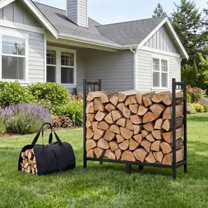 Heavy Duty Outdoor Firewood Rack for Garden, Patio & Fireplace – Durable Metal Log Holder with Sturdy, Stylish Wood Storage Organizer