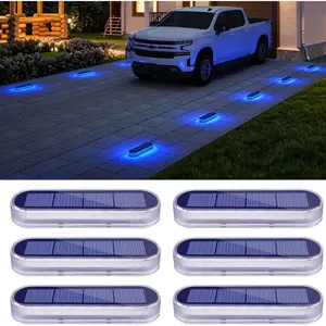 Solar Dock Deck Lights Outdoor, 6 Pack Blue Solar Step Lights, IP68 Waterproof Solar Powered Driveway Lights for Stair, Sidewalk, Garden, Pathway, Patio, Walkway, Pool