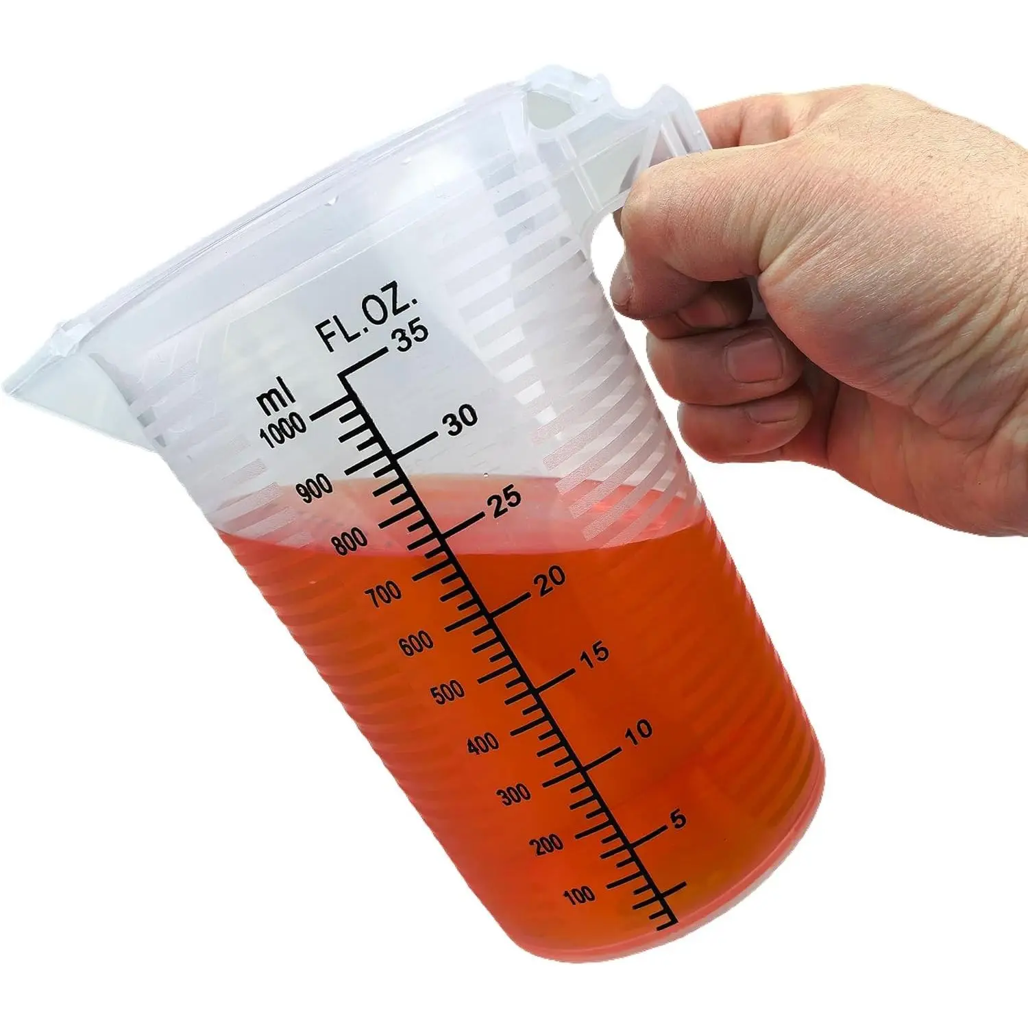 Measuring cups 35oz (1000 mL), Plastic, Multipurpose - Great for Chemicals, Oil, Pool and Gardening - Ounce (oz) and Milliliter (mL)