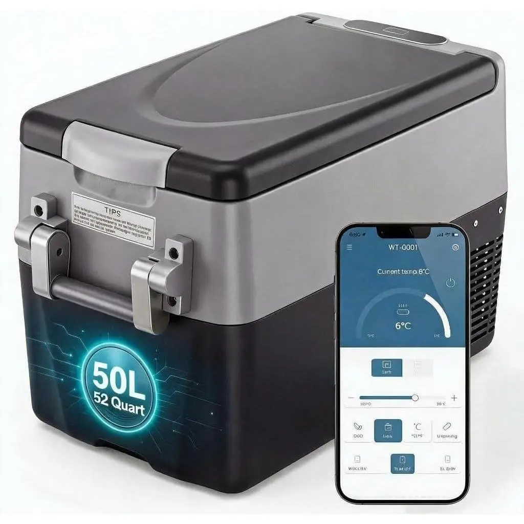 Garvee Portable 12V Car Fridge Cooler, Compact Vehicle Refrigerator for Travel, Road Trips and Camping, Convenient Easy-Carry Design, Compatible with Cars, SUVs, Trucks and RVs