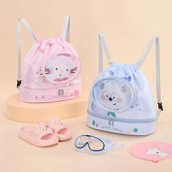 Children's swimming storage toiletry bag, wet and dry separation sports bag, swimming bag, waterproof backpack, beach bag