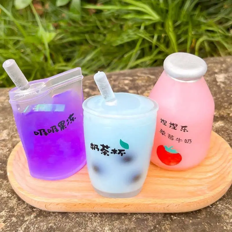 Summer Kawaii Squishy Big Milk Tea Cup Anti-Pressure Pinching Squeeze Kids Toy Fruit Cup Sensory Stress Relief Water Polo Gift