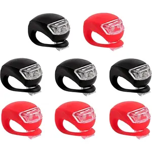 8 Pack Silicone LED Bike Light Set, 4 Bike Headlight and 4 Red & White Taillight, Multi-Purpose Waterproof Bicycle Light