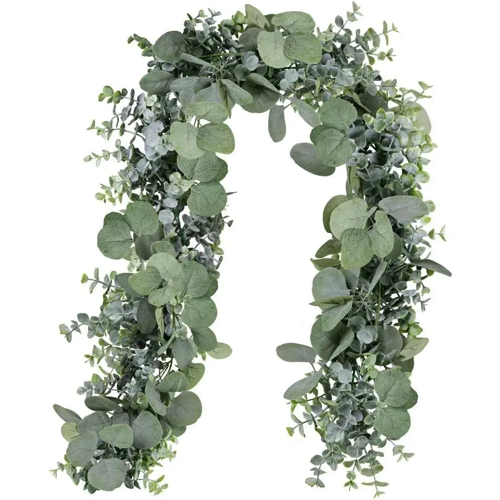 5.9 ft Artificial Silver Dollar Eucalyptus Garland in Grey Green – Faux Greenery for Wedding Arch, Swag, Backdrop, Table Runner, Indoor Outdoor DecorGift