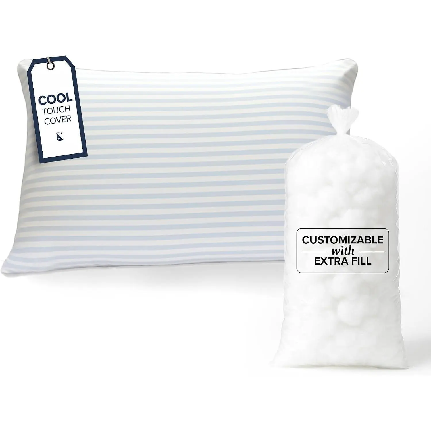 Summer Sanctuary  Pillow - Cooling Qmax Adjustable Down Alternative Pillow w/Extra Fill, Ideal for Side   Sleepers