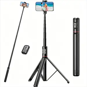 72-Inch Phone Tripod and Selfie Stick, Wireless Remote and Cold Shoe Mount, Expandable Portable Tripod for iPhone Android, Travel Selfie Stick Video Recording