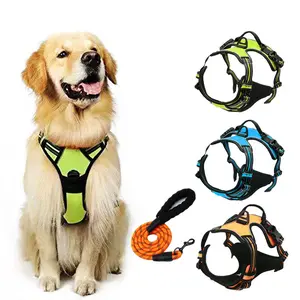 No Pull Front Clip Dog Harness for Large Dogs, Reflective Adjustable Soft Padded Dog Vest, Heavy Duty Escape Proof with Leash Clip & Handle for Hiking Daily Walking