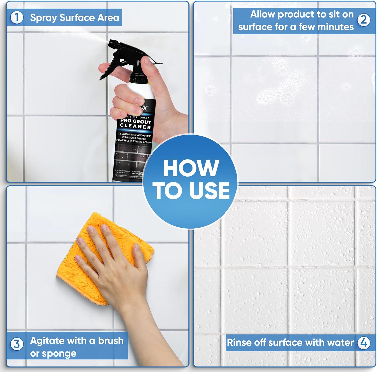 THE WELL KEPT Grout Cleaner 16oz - Heavy Duty Tile & Grout Stain Remover for Floors, Showers & Bathrooms - Deep Cleaning Formula for Bright, White, & Sealed Grout - , Easy Scrub