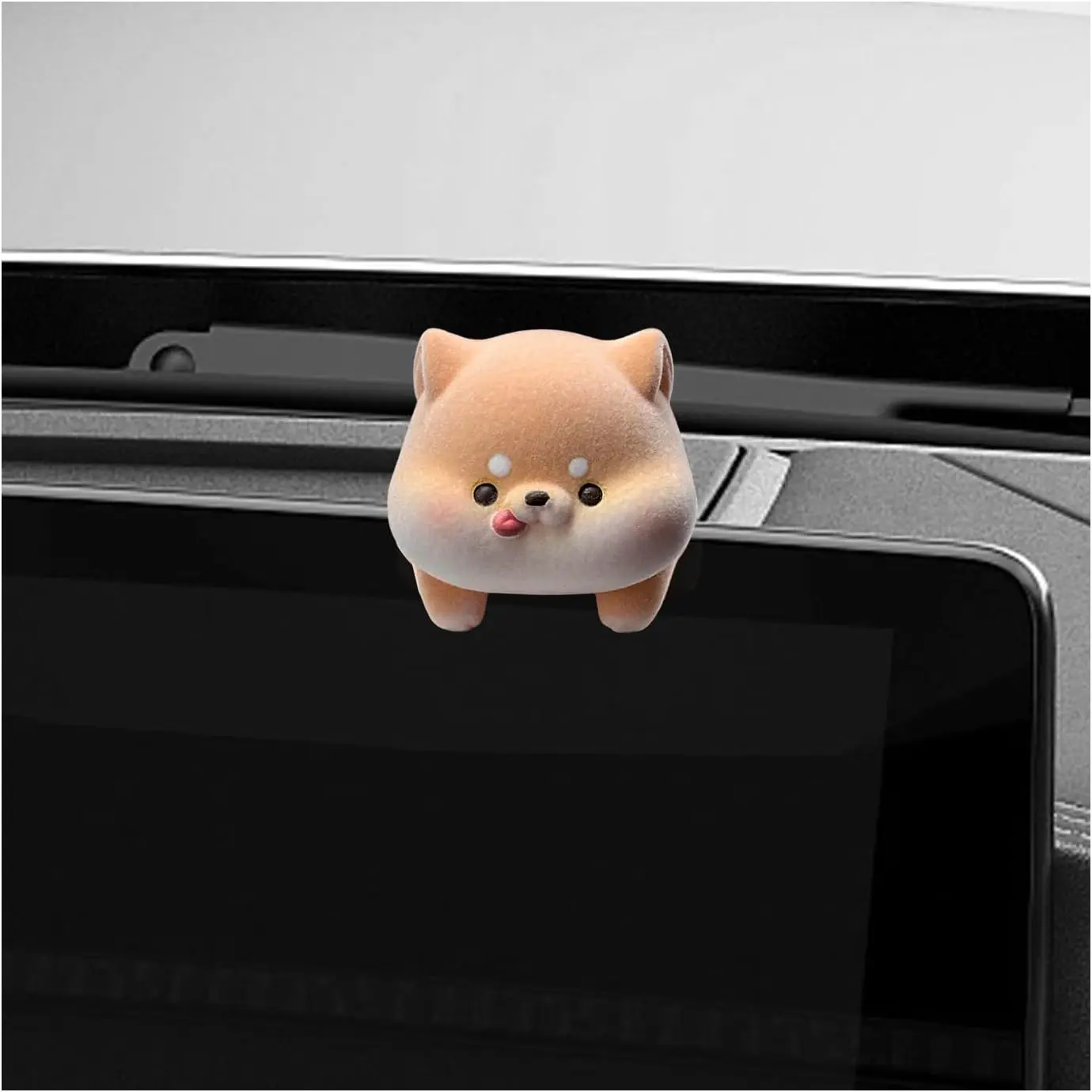 1 Pcs Furry Dog Rear View Mirror Ornament - 2.40×1.60 Inches 38g Car Interior Decor, Cute Center Screen/Dashboard Charm for SUV, Truck, RV (Pig Option Available)
