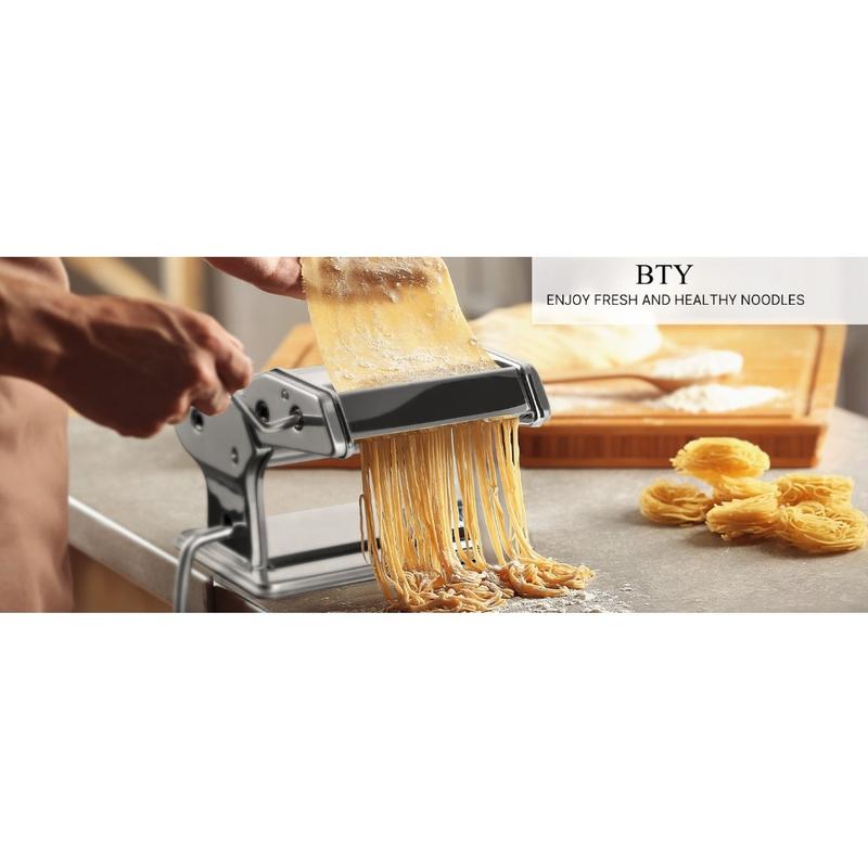 1pc Pasta Maker Machine - Adjustable Thickness (9 Settings) with Rollers and Cutterfor Pasta, for Making Spaghetti, Fettuccine, Lasagna - Ideal Gift for Food Lovers, Silvery Pasta Machine.