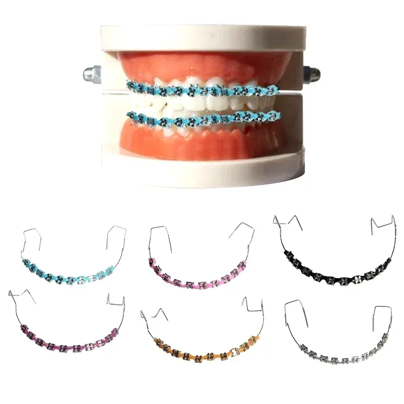 Fashion Braces 1 Pair Colorful Temporary Tooth Decoration With Metal Wires Metal Bracket Orthodontic Ligature Ties High Quality