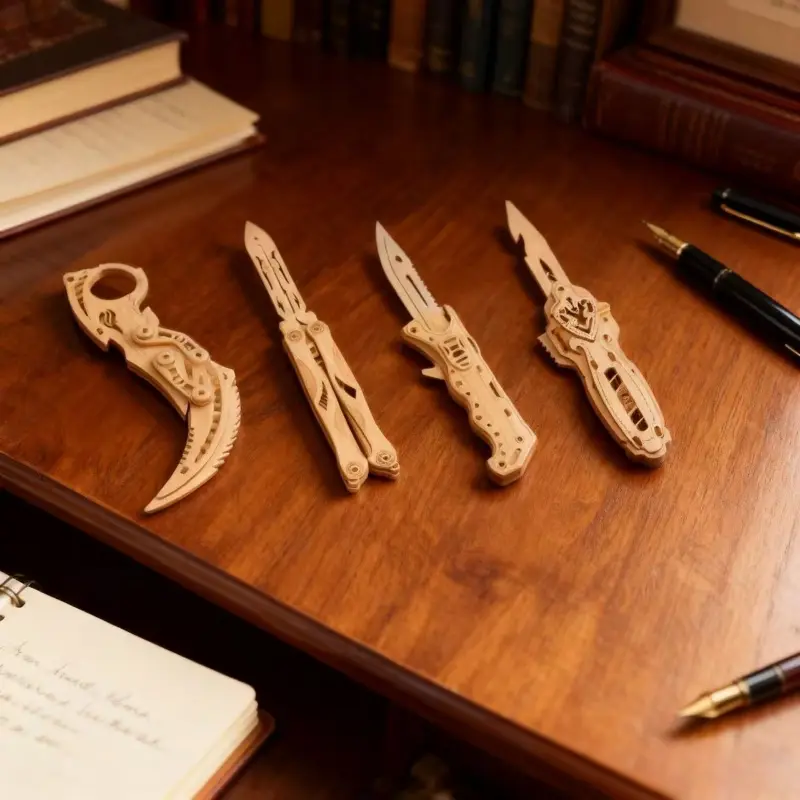 3D Wooden Knife Mechanical Model Puzzle - Adult DIY Woodwork Assembly Toy, Fun Stress Relief Item, Unique House Decoration Gift for Friend's Birthday, Valentine's Day