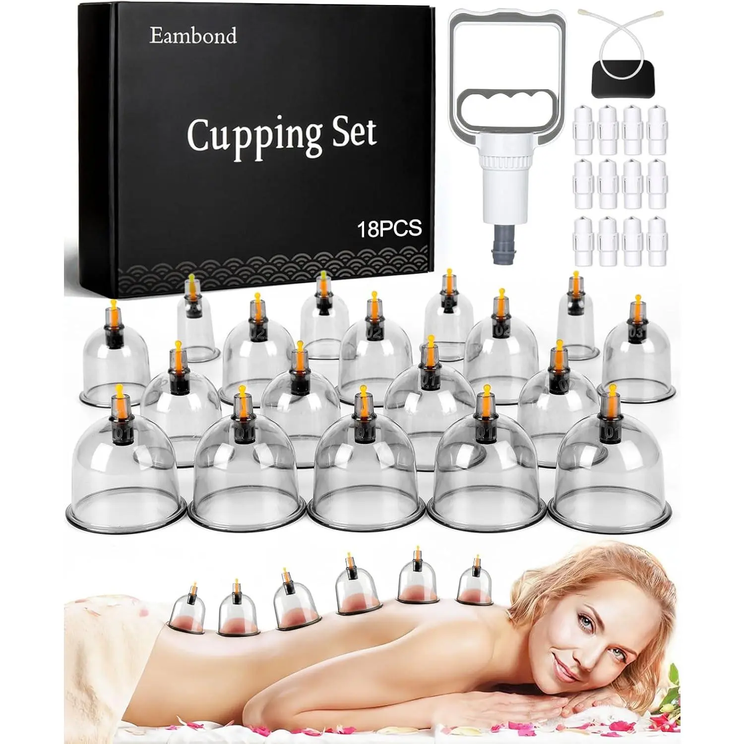 Cupping Kit, Cupping Therapy Sets Massage Back, Pain Relief, Physical Therapy, Chinese Mcle Cupping Tool with Pump & Vacuum Silicone Cups for Cellulite Reduction at Home