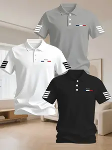 Men's Outdoor Guest Polo Shirt Set, 2026 Summer New Arrival, Casual Slim-Fitting Geometric Pattern, All Seasons