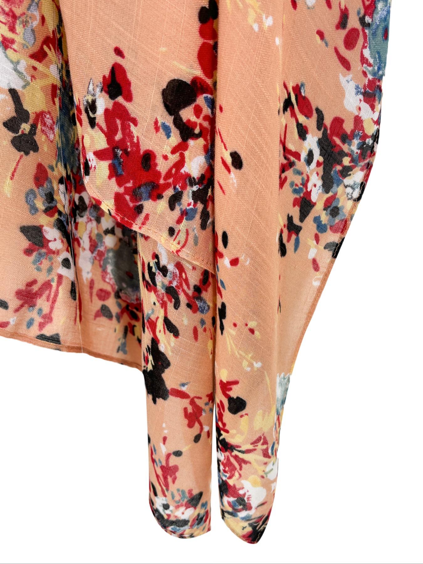 Women's All Over Print Batwing Sleeve Cover Up Top, Casual Split Hem Half Sleeve Cover Up for Beach Holiday Vacation, Boho Summer Outfits, Beach Cover Up, Swimsuit Coverup, Ladies Summer Clothes