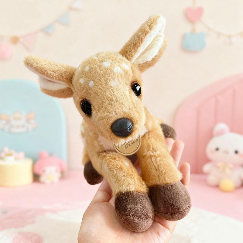 25cm Lying Kawaii Sika Deer Plush Toy Dolls Imitation Soft Cartoon Deer Stuffed Dolls Christmas Home Decor Plush Pillow
