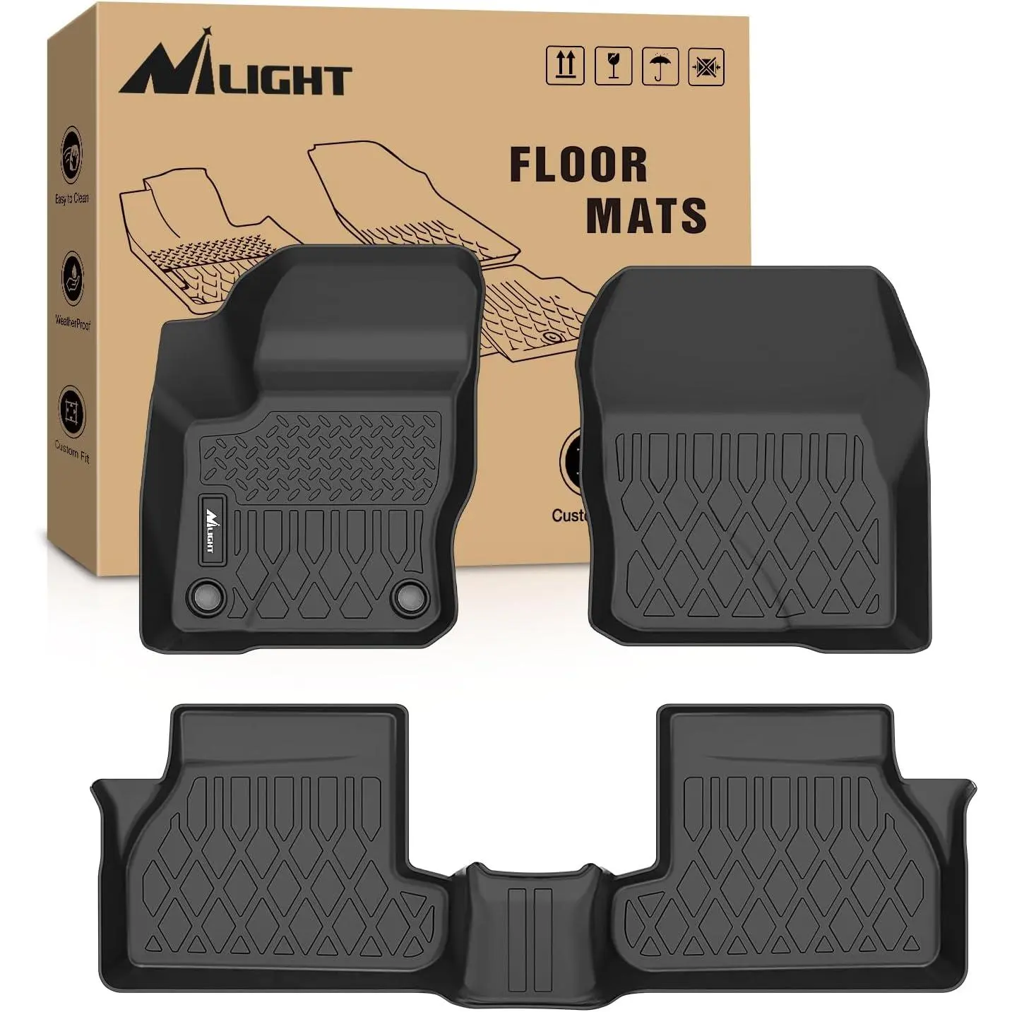 Nilight TPE Floor Mats - Custom Fit All-Weather Heavy-Duty Floor Liners for Ford Focus 2012-2018, Automotive Car Interior Mat Accessory, Mat Floor Mats