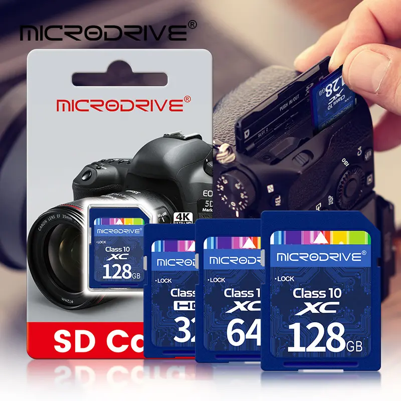 Microdrive SD Card 16GB 32GB 64GB 128GB 256GB Class 10 High Speed Memory Card, U3 V30 4K HD, for Cameras, Laptops, Computers and Professional Photography