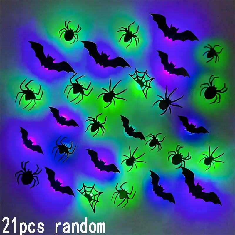 21 Halloween Spider Bat Projection Lights, Multi-Size Decorative Lanterns, Night Glow Wall Projector, Party Atmosphere Enhancer