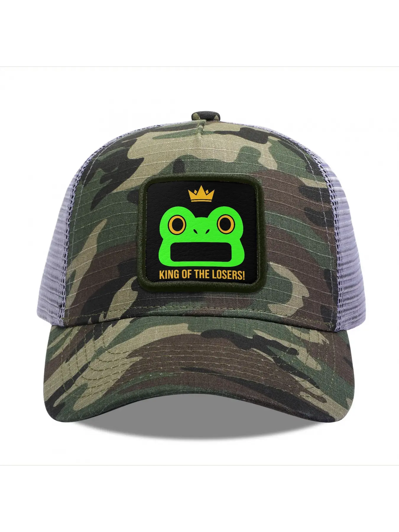King of the Losers frog Camouflage Mesh Baseball Cap for Men & Women - Adjustable Snapback Trucker Hat, Breathable Back for Hiking, Fishing, Camping, Golf & Casual Outdoor Attire Camouflage Random