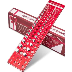 Thread Checker, 42 Nut and Bolt Thread Checker, Thread Gauge Solid  with 19 Standard and 15 Metric, identibolt 8 Drill Bit Gauge, Heavy-Duty Bolt and Nut Identifier Gauge