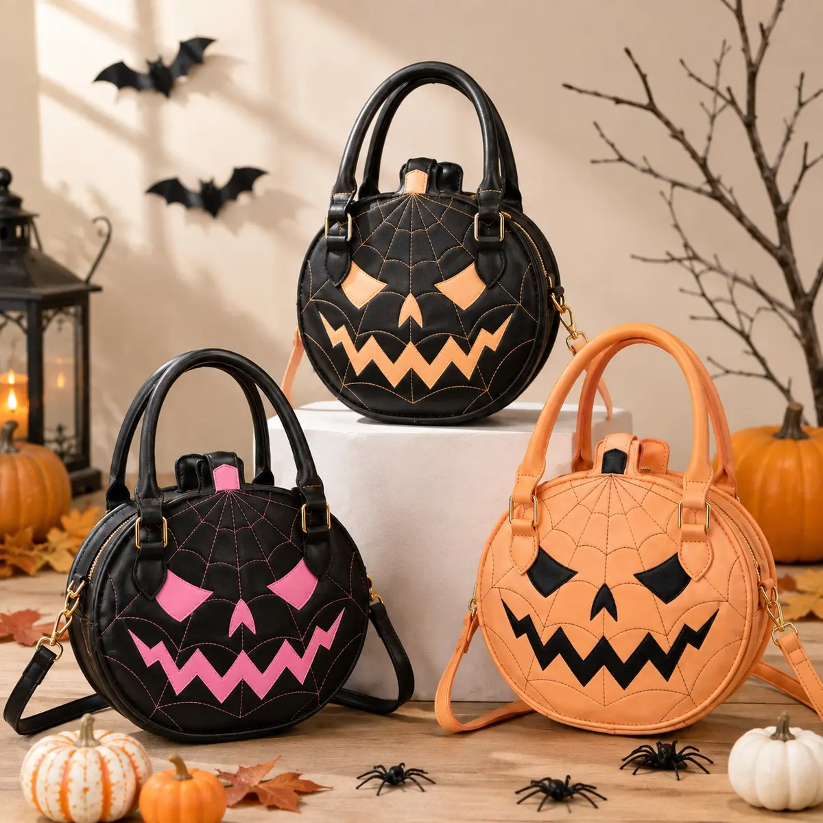 2026 New Halloween Pumpkin Bag, Contrast Color Simple Handbag, Funny Novelty Shoulder & Crossbody Bag for Women,Halloween Devil Shoulder Bag