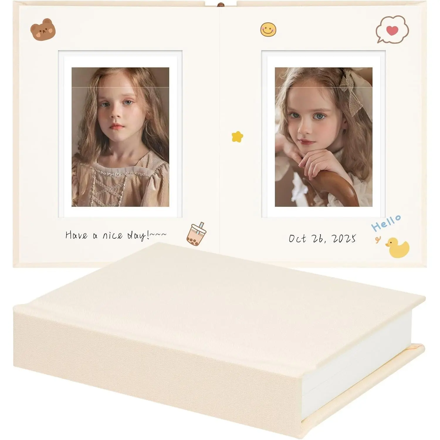 Photo Album with Writing Space – 2x3 Photo Album for Instax Mini &  Go, 26 Pockets Wedding Travel Scrapbook, Small Linen Album for  Photos, Beige