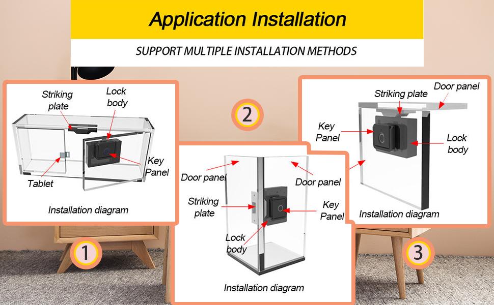 SUMNEW Fingerprint Cabinet Lock, Smart Biometric, Fit for Keyless Hidden File Drawer Wardrobe, Child Safety Electric Fingerprint Lock, DIY Wooden Furniture Privacy for Home Office