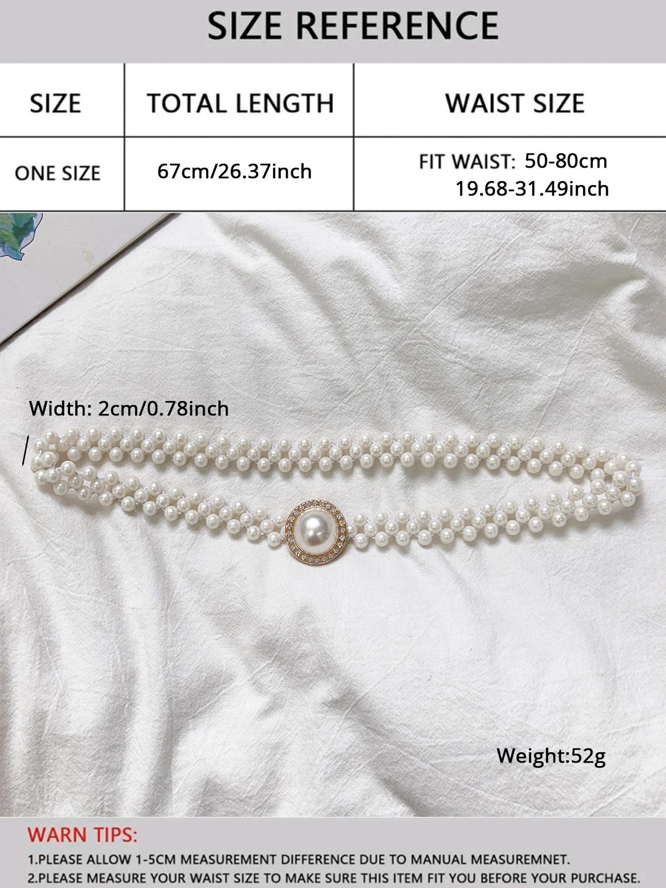 Faux Pearl-Decorated Waist Belt, Women's Fashion Dress Belt, Elegant Beaded Belt for Casual and Party Wear, Exquisite Jewelry Gift for Birthdays, Waistband Buckle, Belt with Buckle