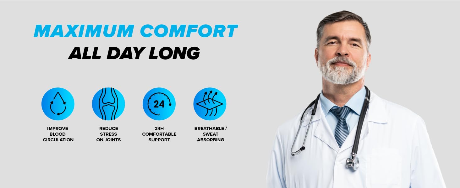 UGEM Legs Orthopedic Brace Compression Support Sleeve for Swelling Sprain Plantar Fasciitis Arthritis Tendinitis 20-30 mmHg Anti-Slip 3D Knitting