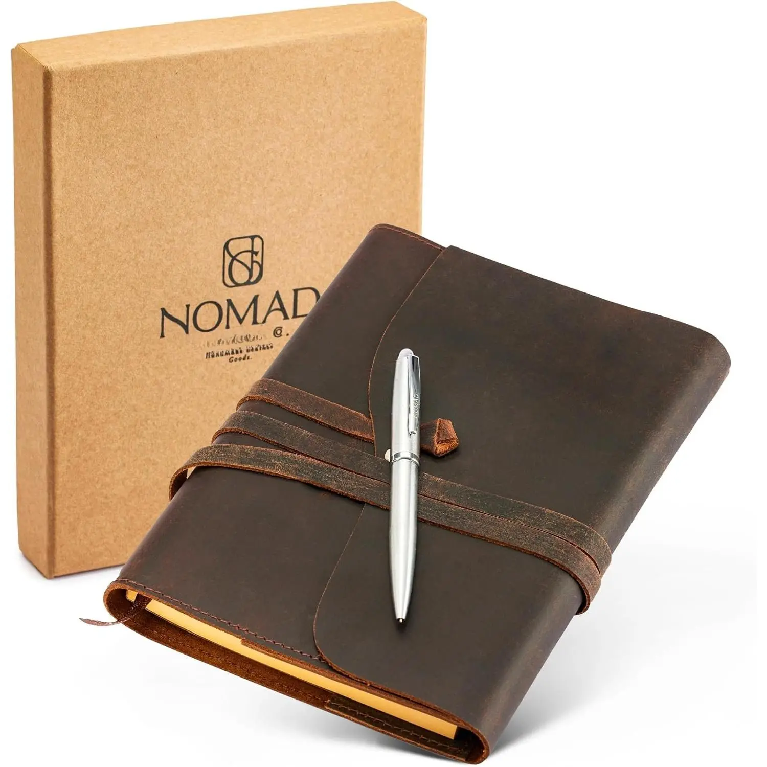 Leather Journal for Men Women - Refillable Leather Notebook Cover with Pen - Leather Bound Notebook Lined Paper A5, Travel Journal - Ideal for Writing, Journals, and Notebooks