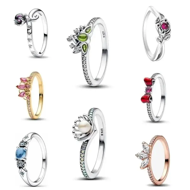 Fashionable 925 Sterling Silver Charming Princess Ring Size 6 7 8 9 Women's Original Wedding Crystal Luxury Accessory