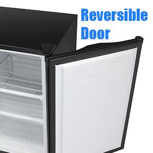 COWSAR 3.0 Cu.Ft Compact Chest Upright Freezer Single Door Reversible Stainless Steel Door, Compact Adjustable Removable Shelves for Home Office, Silver