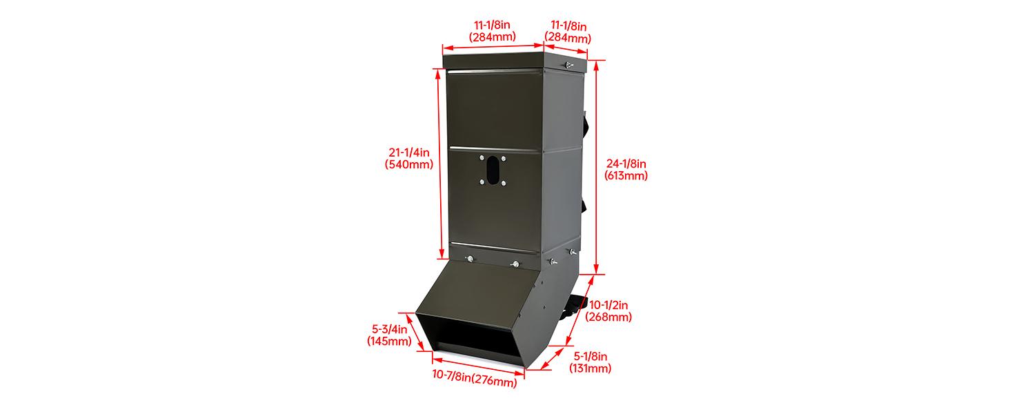 Livestock Feeder with Waterproof Cover and Mounting Straps, Hanging Deer Gravity Feeder, Steel All Seasons Feeders Portable