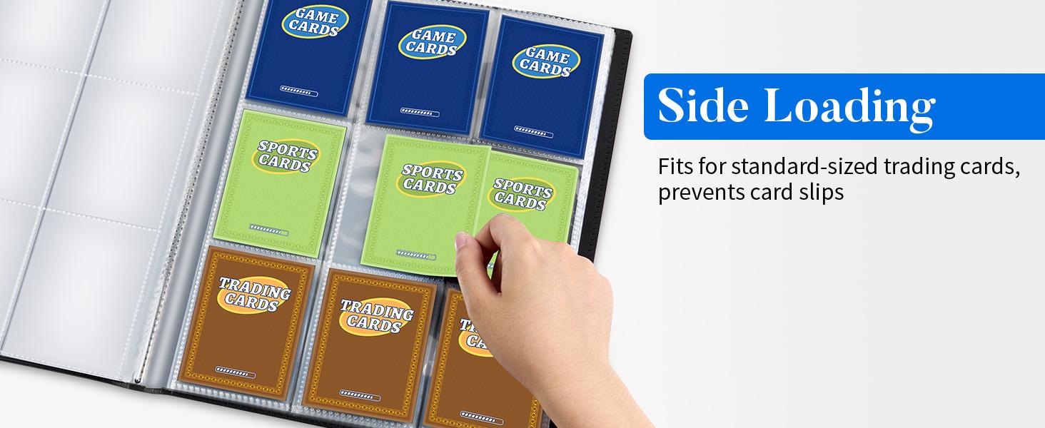BASIC SUPPLY Basics Card Binder 9 Pocket, 396 Pockets Trading Card Binder, Premium Collector Card Album For Standard Cards, Side Loading Card Collection Folder For MTG, TCG, Game Cards, Sport Cards, Black Rod Sleeves