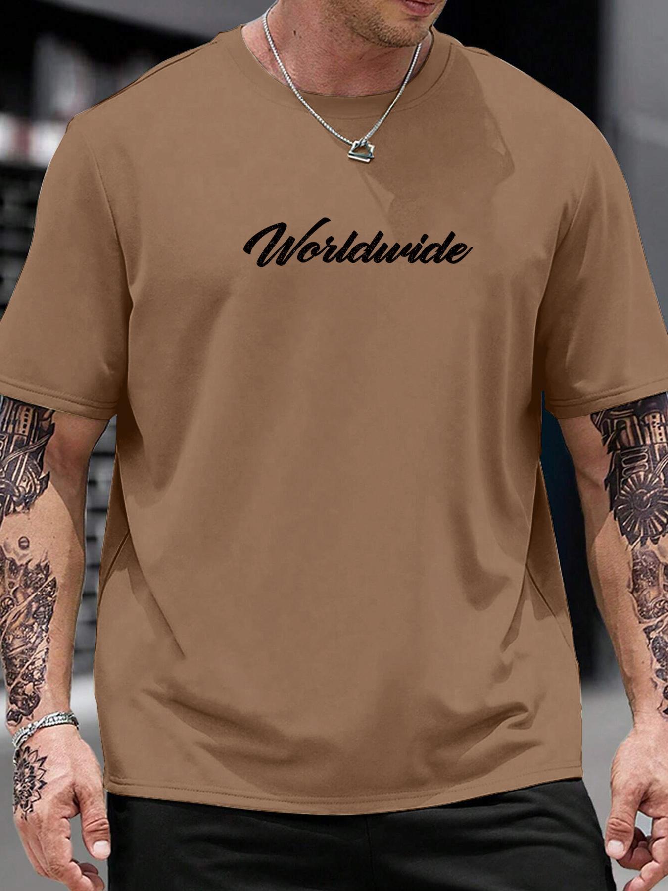 Unisex's Loose Letter Print Round Neck Drop Shoulder Tee, Street Casual Short Sleeve Streetwear Stylish T-shirt for Summer, Unisex's Tops for Daily Wear