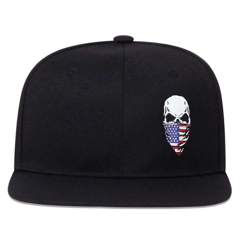 2026 Unisex American Flag Skull Embroidered Hip-Hop Hat Outdoor Sports Adjustable Sun Protection Casual Hat for Spring and Autumn Travel, Tourism, Beach Vacation