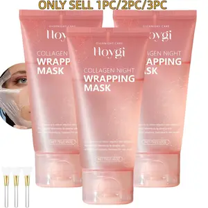 Collagen Overnight Wrapping Peel-Off Facial Mask Pack, Elasticity and Hydration Care Reducing Sagging and Dullness, Hydrolyzed Collagen for Glowing Hydrating Overnight Facial Skin Care, Collagen Face Mask