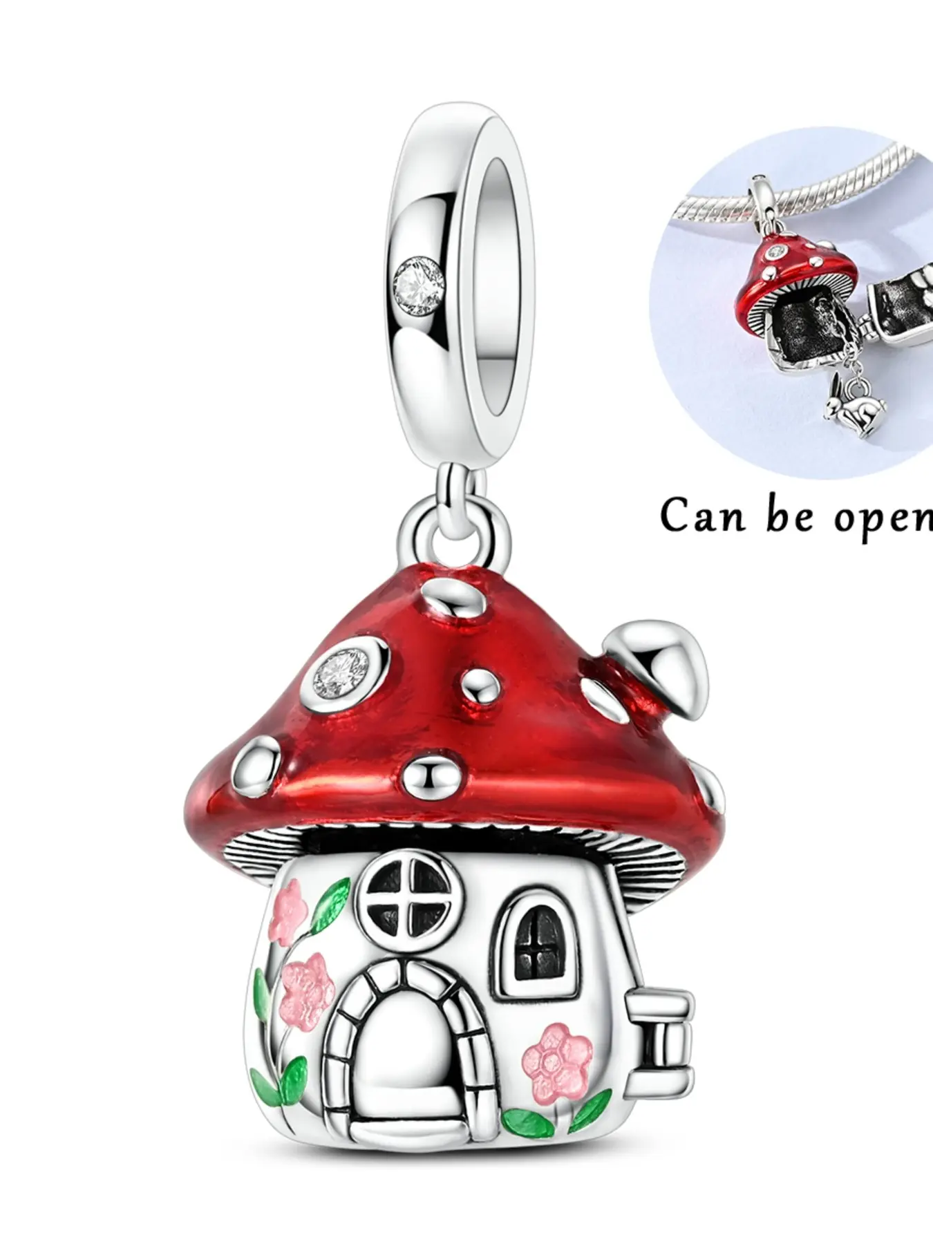 Adjustable Mushroom House Pendant, European Snake Bracelet Necklace, DIY Bead Charm, Dangle Charm, Elegant Gift Accessory, Perfect for Festivals