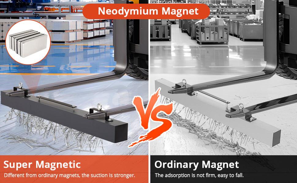 【GARVEE】Hanging Magnetic Sweeper 60 Inches Heavy-Duty Magnet Sweeper, Nail Magnet Sweeping Tool with 140 LBS Lifting Capacity, Magnet Double Magnetic Force Sweeper Unit, Hanging Magnet for Forklift