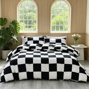 Plaid Print 3-Piece Duvet Cover Set, Soft Breathable Bedding, 1 Duvet Cover + 2 Pillowcases, No Inner Fillers, Stylish Decor for Home, Dorm & Guest Room